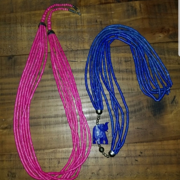 2 VINTAGE LONG FLAPPER FAUX PUKA SHELLS NECKLACES - Picture 1 of 4